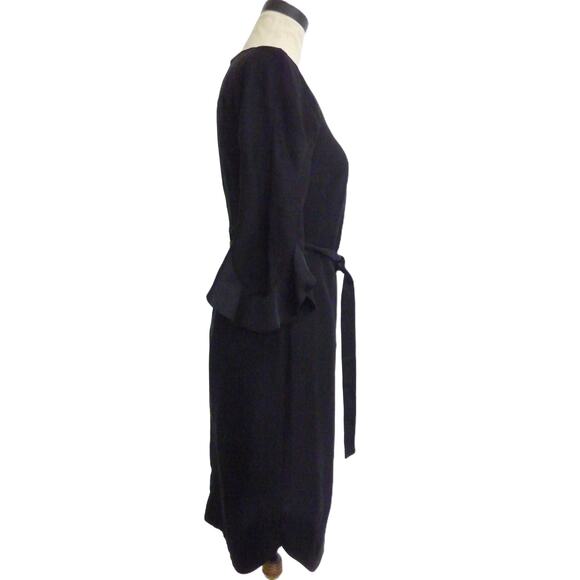 Banana Republic Black Boatneck Dress Ruffle Trim - Picture 2 of 7